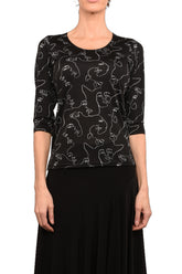 Top "Faces" Black -TN847