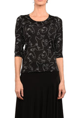 Top "Faces" Black -TN847