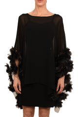 Top and Shawl - TNE883 BLACK